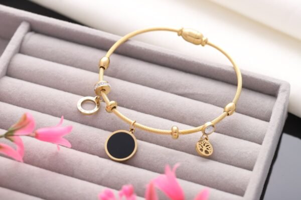 22k Gold Plated Bracelet With Charms & Magnetic lock -side open
