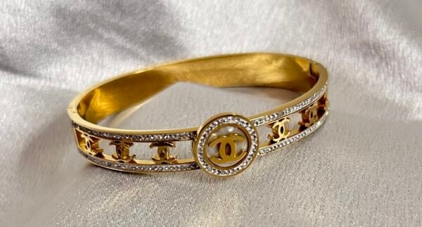 22k Gold Plated Stone Bracelet With Adjustable Size- Side open