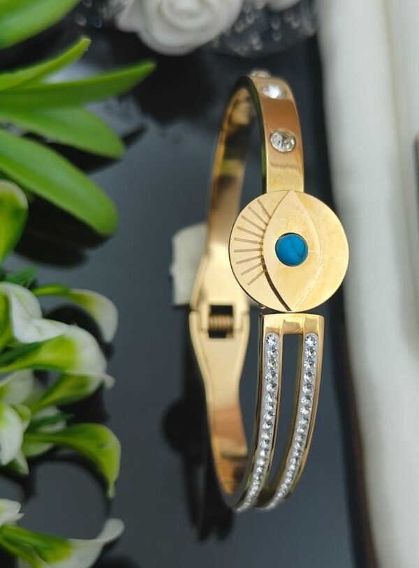 22k Gold plated evil eye bracelet with stones