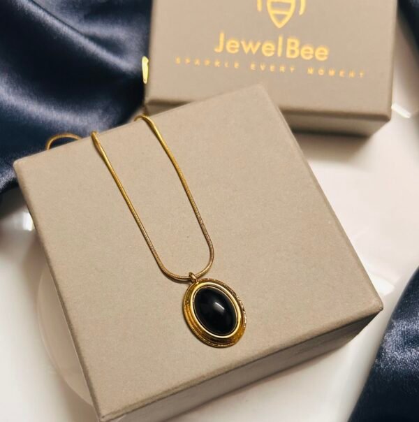 18k Gold Plated Black Pendant