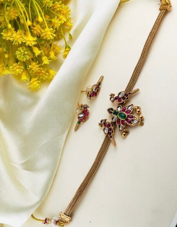 Traditional Peacock choker set with stones
