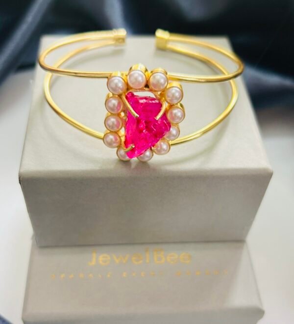 Statement Bangles with Rough uncut stone (Adjustable)