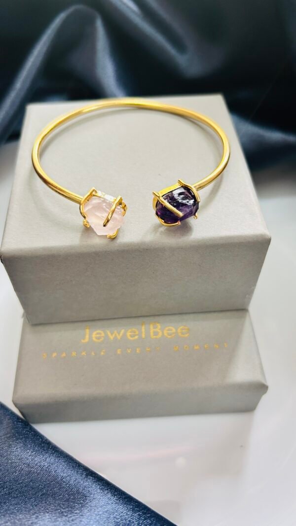 Statement Bangles with Rough uncut stone (Adjustable)