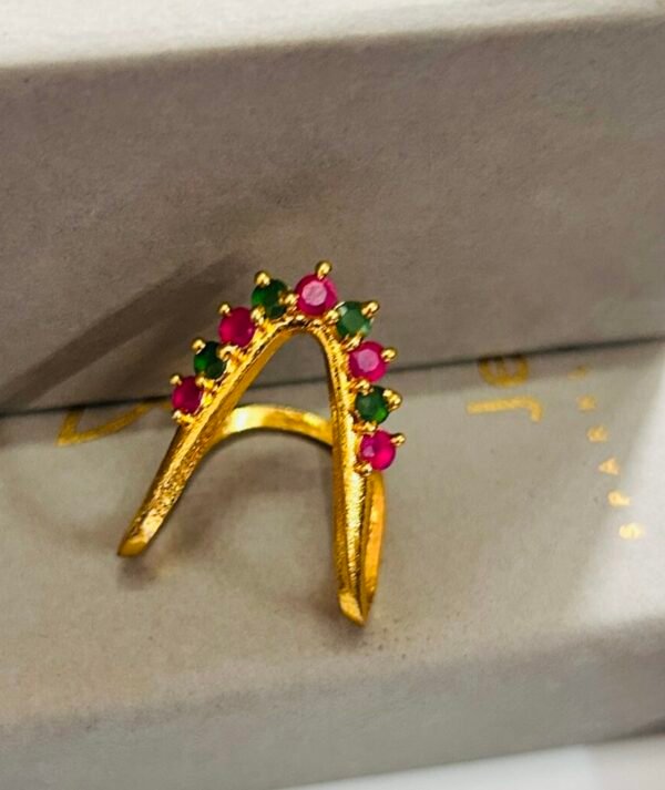 Traditional Vangi rings -Red & Green stones