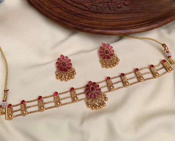Traditional Red Palaka choker set