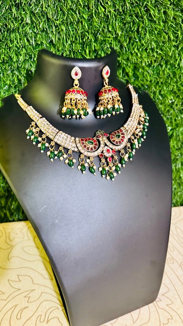 Royal Rani Necklace with stones and Beads (Jadauo Look like)