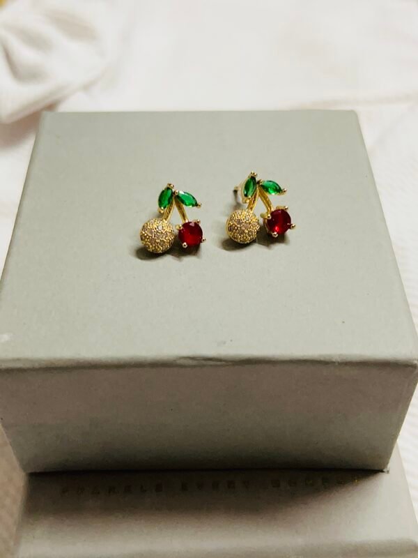 18K Gold Plated Cherry Blossom Earrings -AD stones