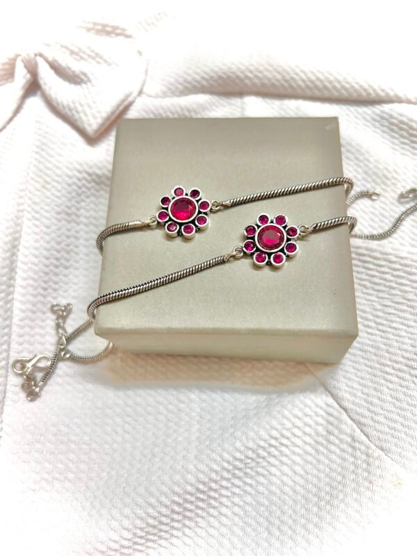 Small Flower Anklets- Pink Stone Anklet