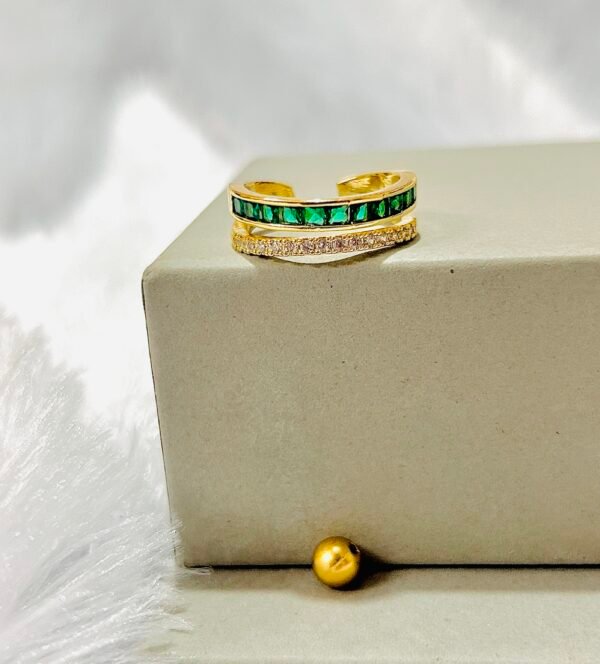 18k Gold Plated Premium AD stone Adjustable Ring