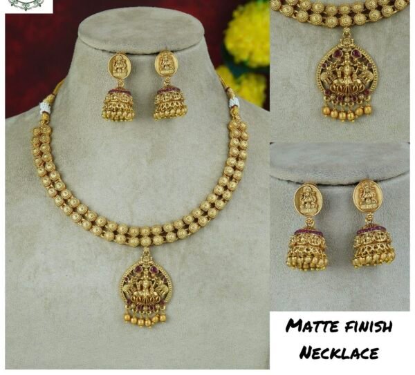 Matt Finish Lekshmi Temple Necklace Set