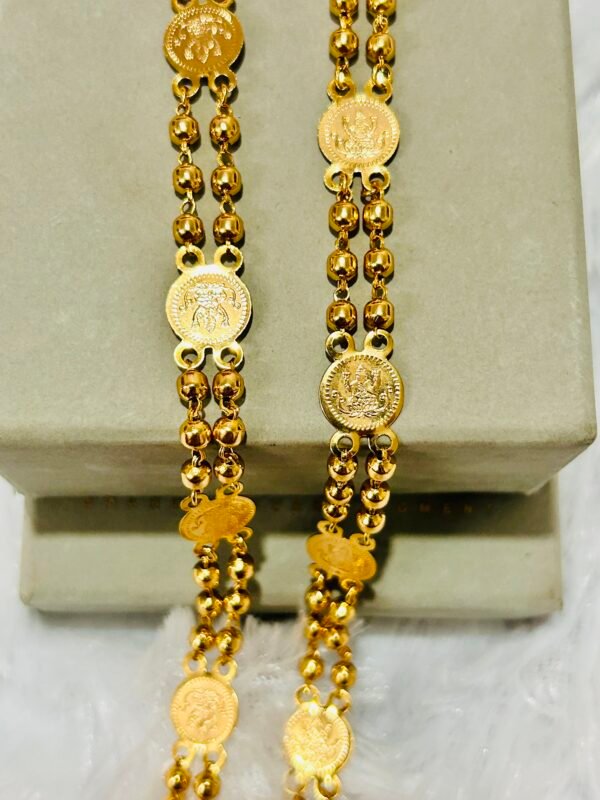Premium Gold Plated Double Layer Kasu Chain Mala (8 Pidi)