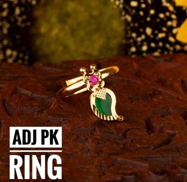 Gold Plated  Palaka Ring Adjustable with Ruby stone