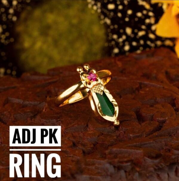 Gold Plated  Palaka Ring Adjustable with Ruby stone