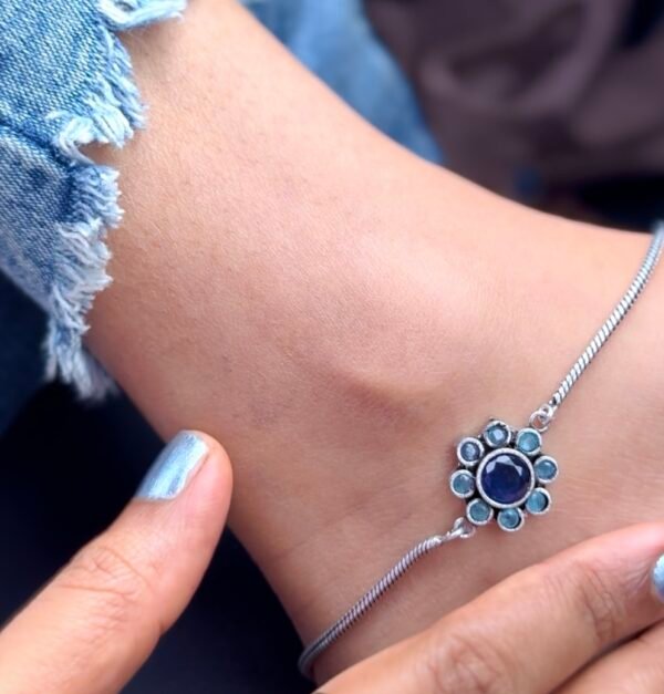 Small Flower Anklets- Blue Stone Anklet