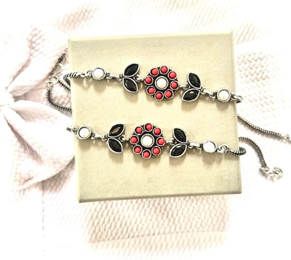 Vine Flower Anklets- Black and Red Anklet