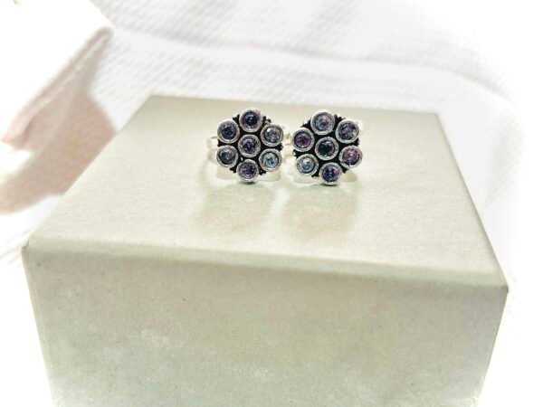 White Stone Flower Minchi- Adjustable Toe Ring