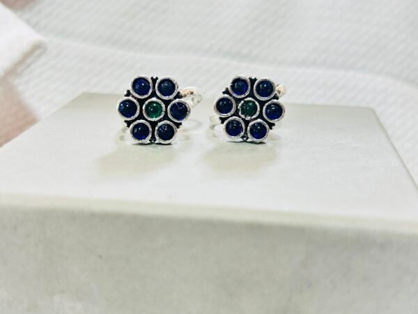Blue & GreenStone Flower Minchi- Adjustable Toe Ring