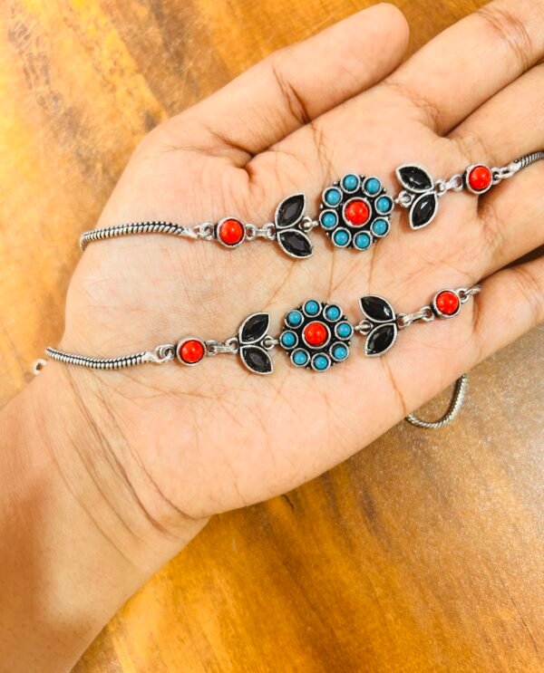 Vine Flower Anklets- Black and Blue Anklet