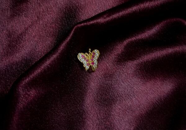 Premium Butterfly AD Stone Two In One Non Piercing Ear and Nose Pin
