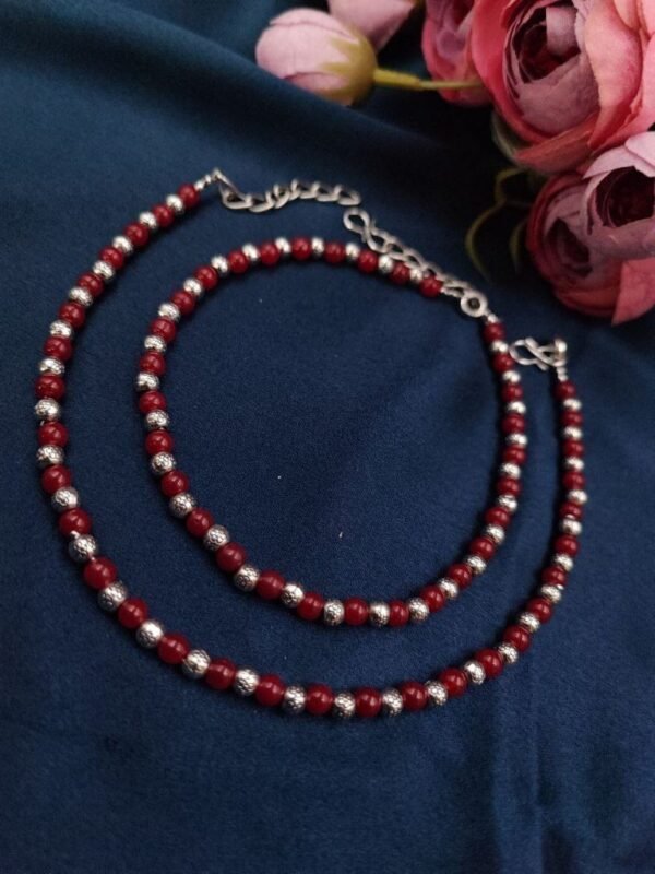 Sliver Replica Red Beaded Anklet