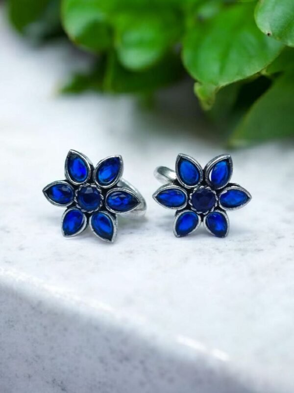 Sliver Plated Flower Minchi Toe Ring