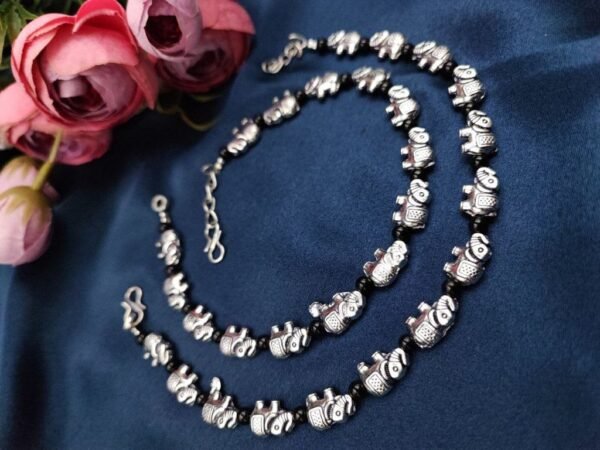 Oxidized Tusker Bead Anklet