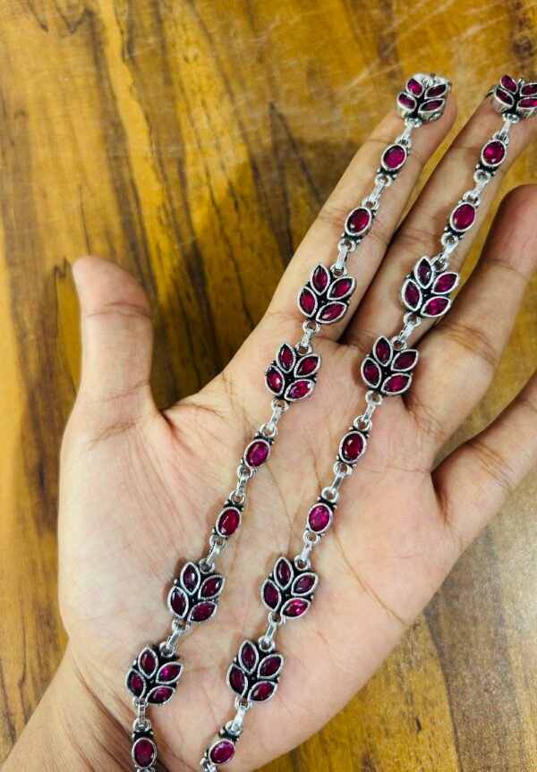 Silver Plated Harini Anklets- Pink