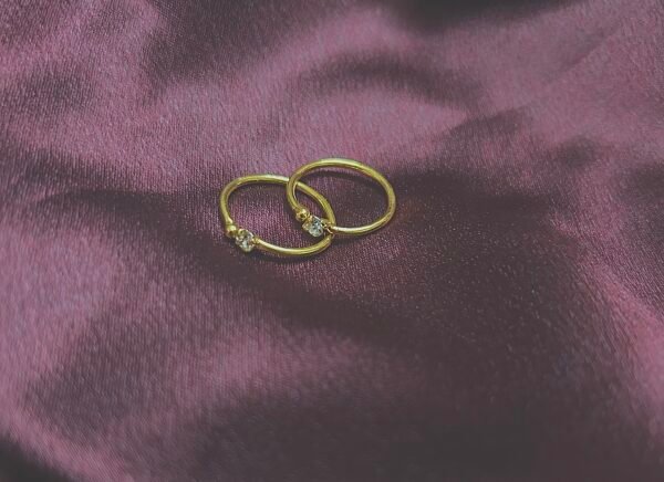 Gold Plated Toe Ring-  White Stone on one side (MINCHI)