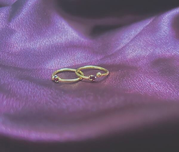 Gold Plated Toe Ring- Maroon Stone on one side (MINCHI)