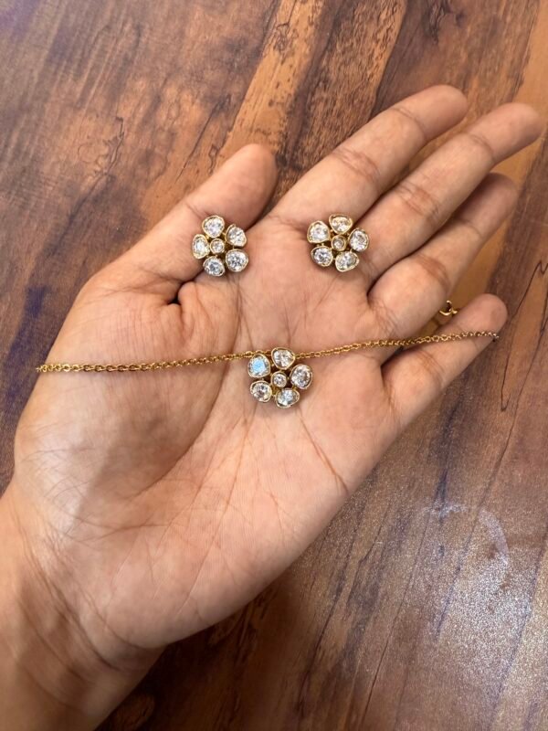 Premium Moissanite stone  Ziya Flower Choker Set