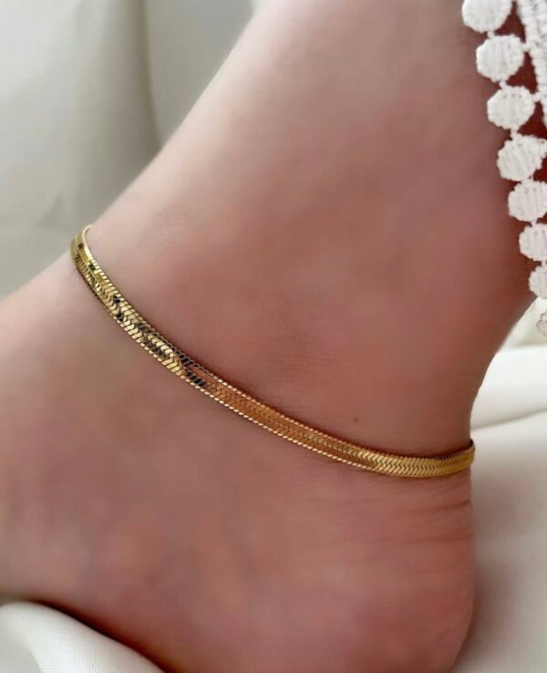 18K Gold Plated Snake Thick Chain Anklet Adjustable(PAIR)