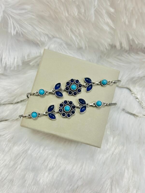 Vine Flower Anklets- Light Blue & Dark Blue Anklet
