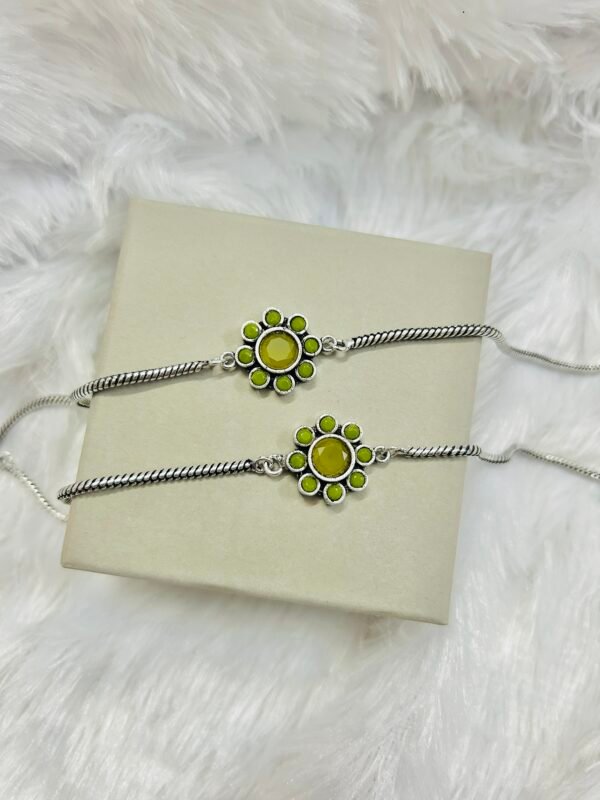 Small Flower Anklets-Lemon Green Stone Anklet