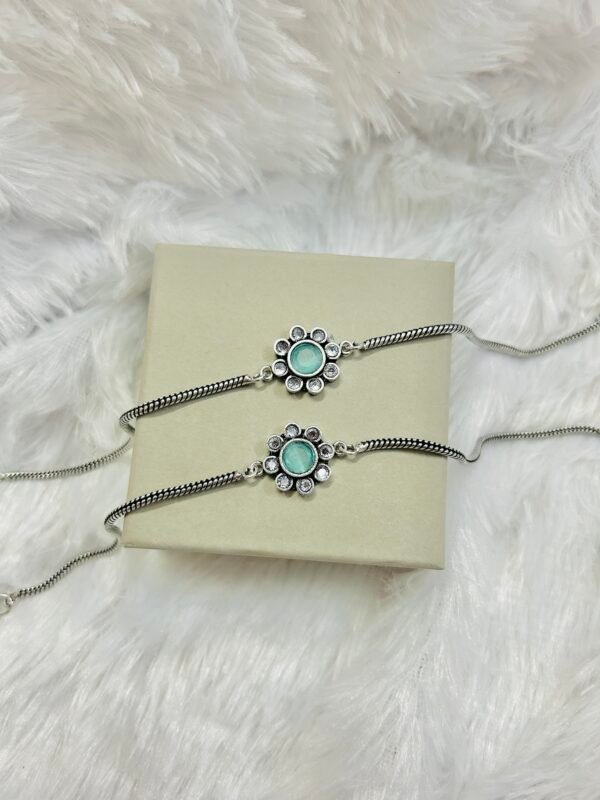 Small Flower Anklets-Pastel Green & White Stone Anklet