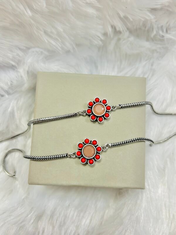 Small Flower Anklets-Pastel Pink & Red  Stone Anklet