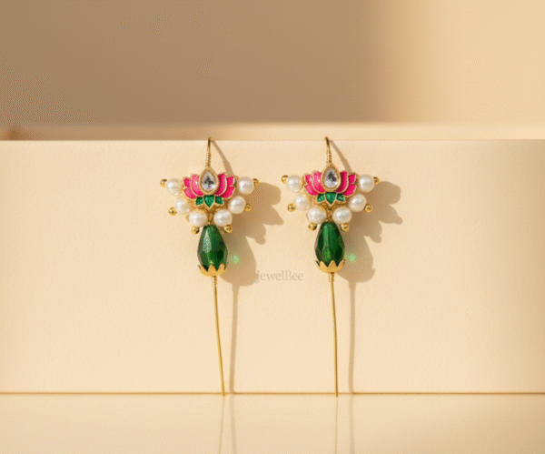 Traditional Lotus Earcuff with Pearls