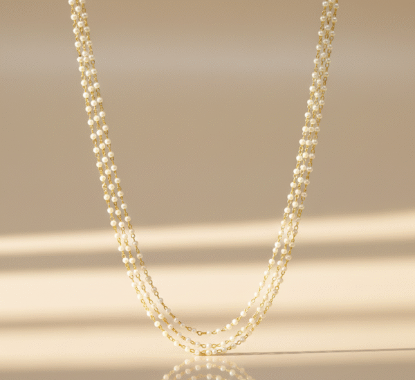 Thin Three layer Pearl and bead mala set