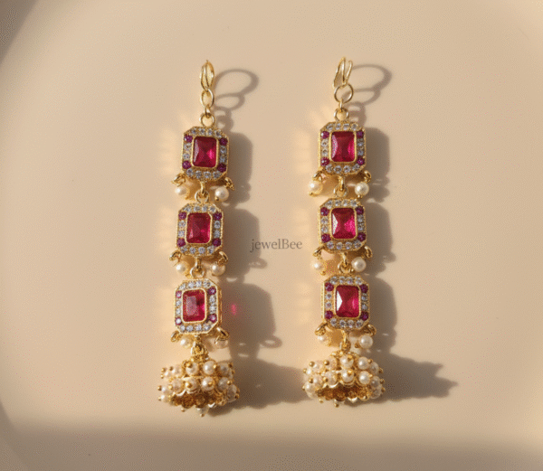 Traditional Parvathy Jhumki with Matti - RED