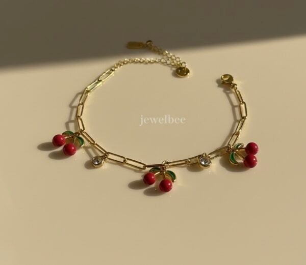 18k Gold Plated Cherry Bracelet with Ad stones