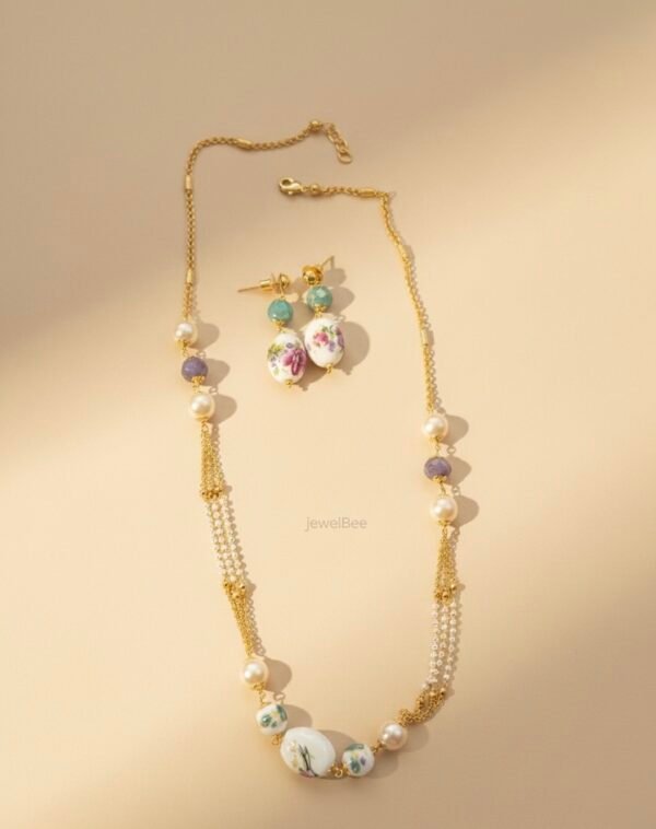 Pearl and bead mala set -[Anti tarnish]