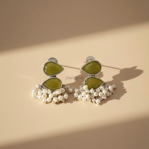 HAMSINI Stone Earrings- Lemon Green