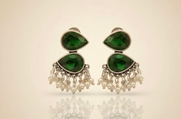 HAMSINI Stone Earrings- Green