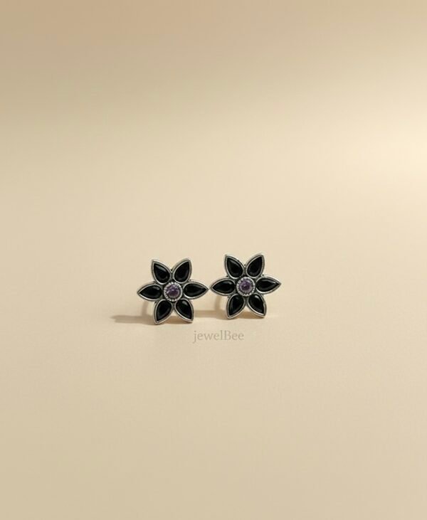 Flower Stone Minchi- Adjustable Toe Ring - Black