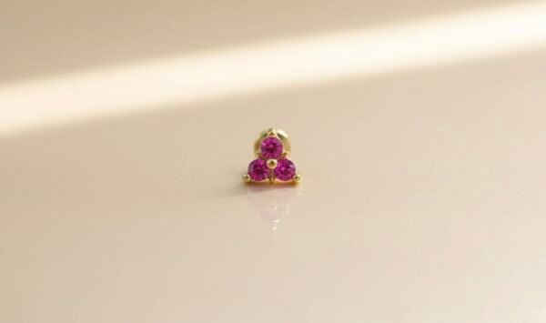 Gold Plated Trilokha Diamond Work Nosepin