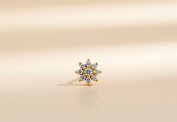 Gold Plated Vaidoorya Diamond Work Nosepin